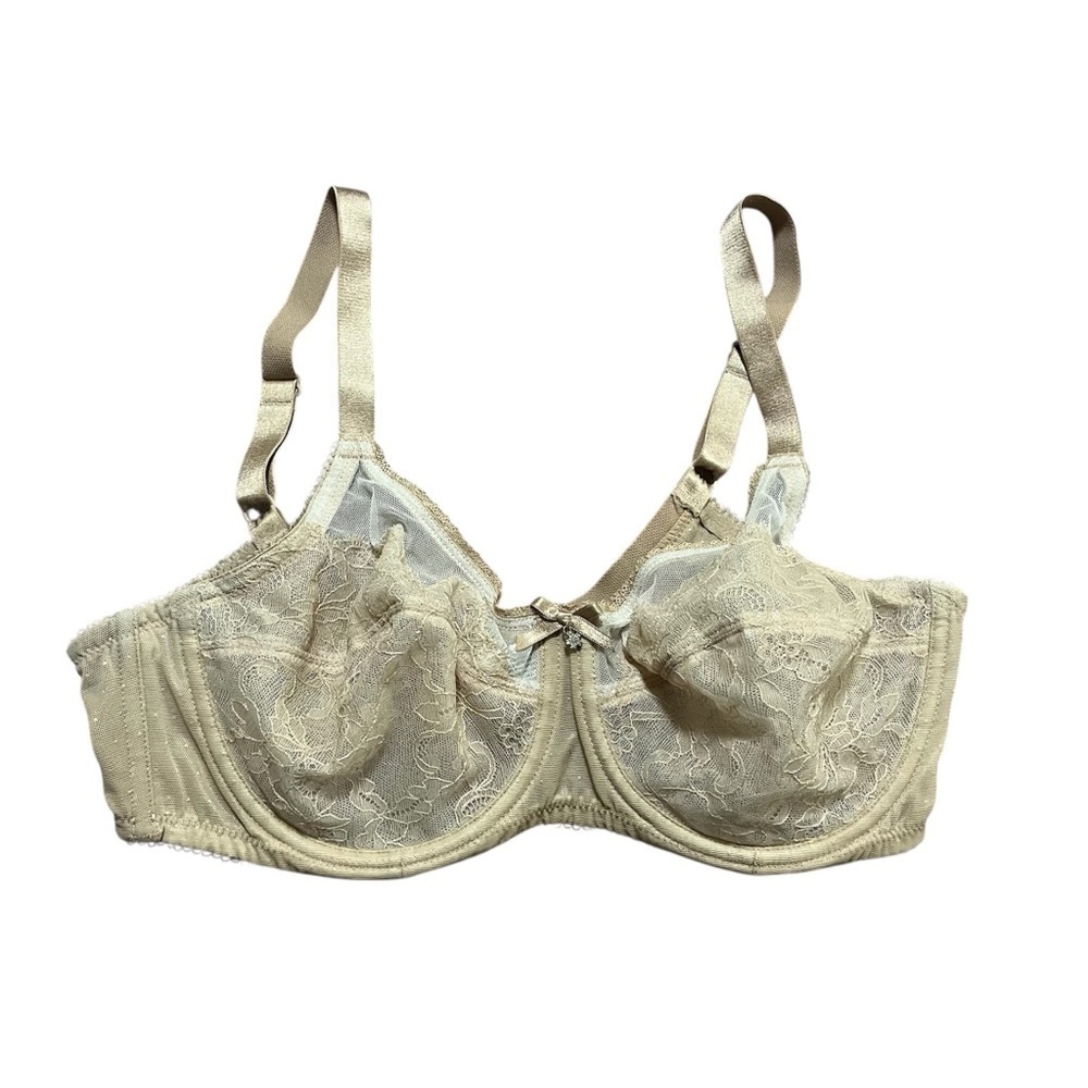 Wacoal Retro Chic Full Figure Underwire Unlined Lace Bra Size 36C Beige/Nude
